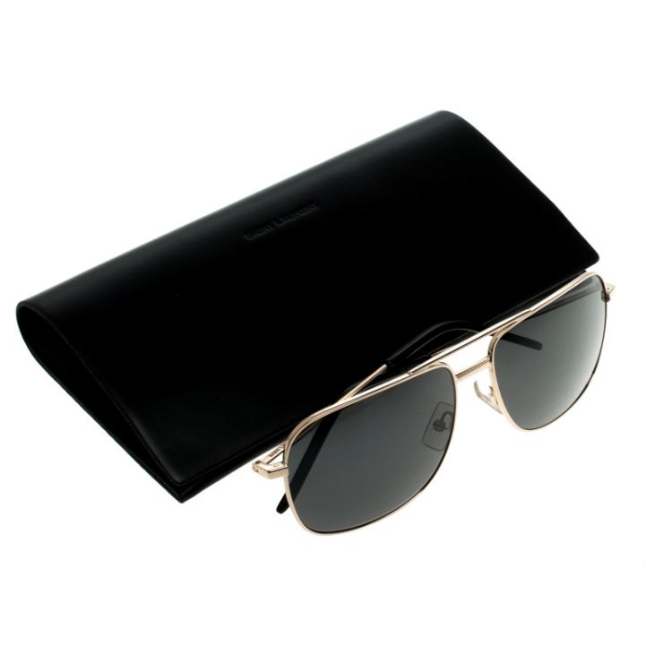Pre Owned Saint Laurent Paris Black Classic 12 000F9 Square Sunglasses