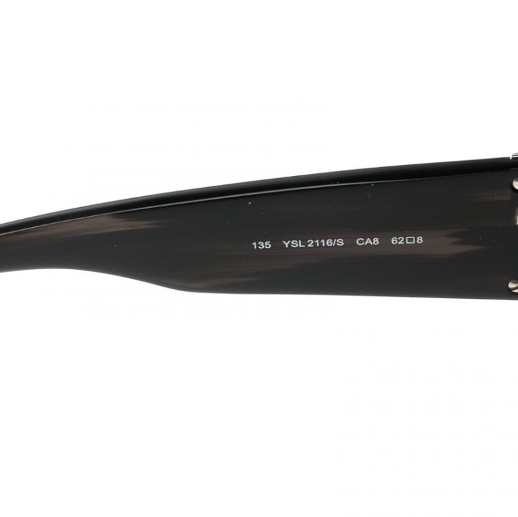Pre Owned Saint Laurent Black YSL 2116/S Hafl Rim Sunglasses