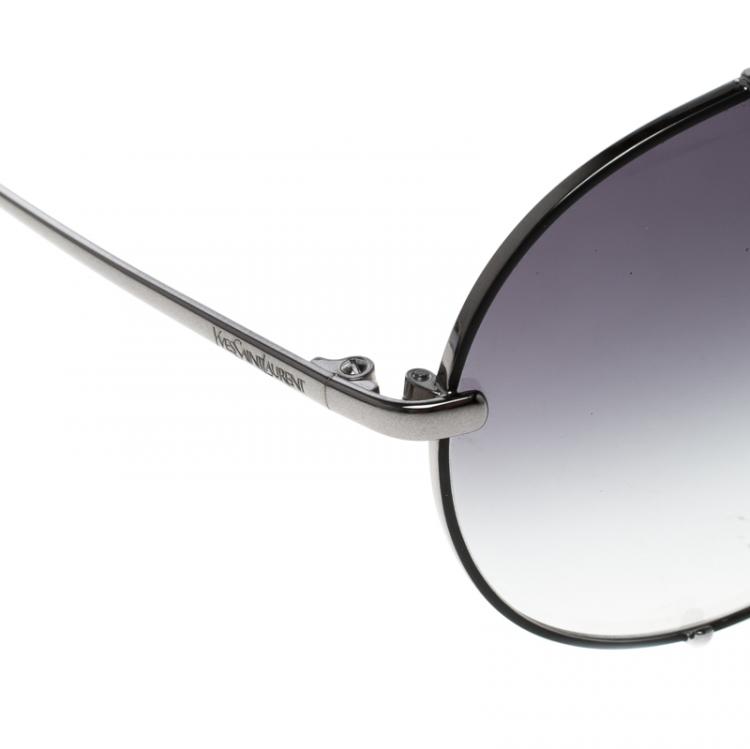 Pre Owned Saint Laurent Black YSL 2332/S Aviator Sunglasses
