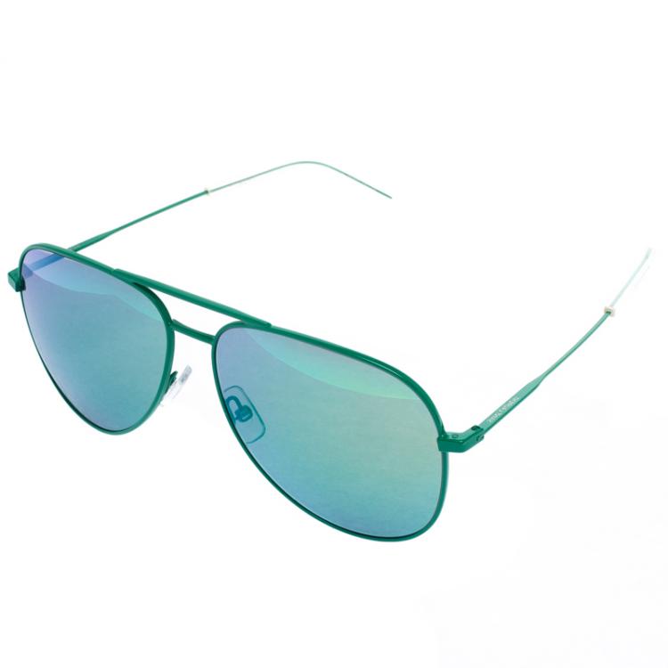 Pre Owned Saint Laurent Green Mirror Classic 11 Aviators Sunglasses