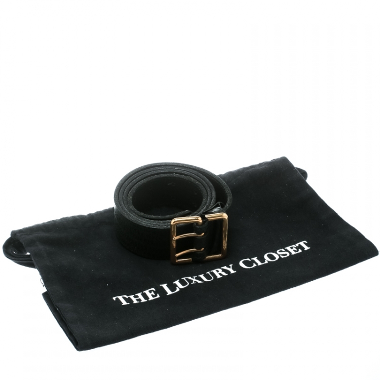 Pre Owned Saint Laurent Black Leather Buckle Belt 100 CM