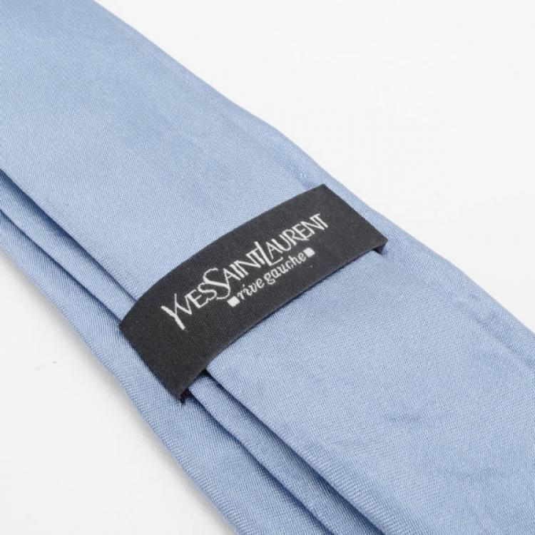 Pre Owned Yves Saint Laurent Blue Silk Tie