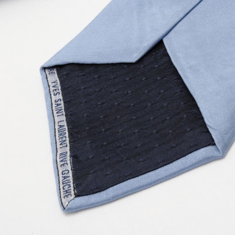Pre Owned Yves Saint Laurent Blue Silk Tie