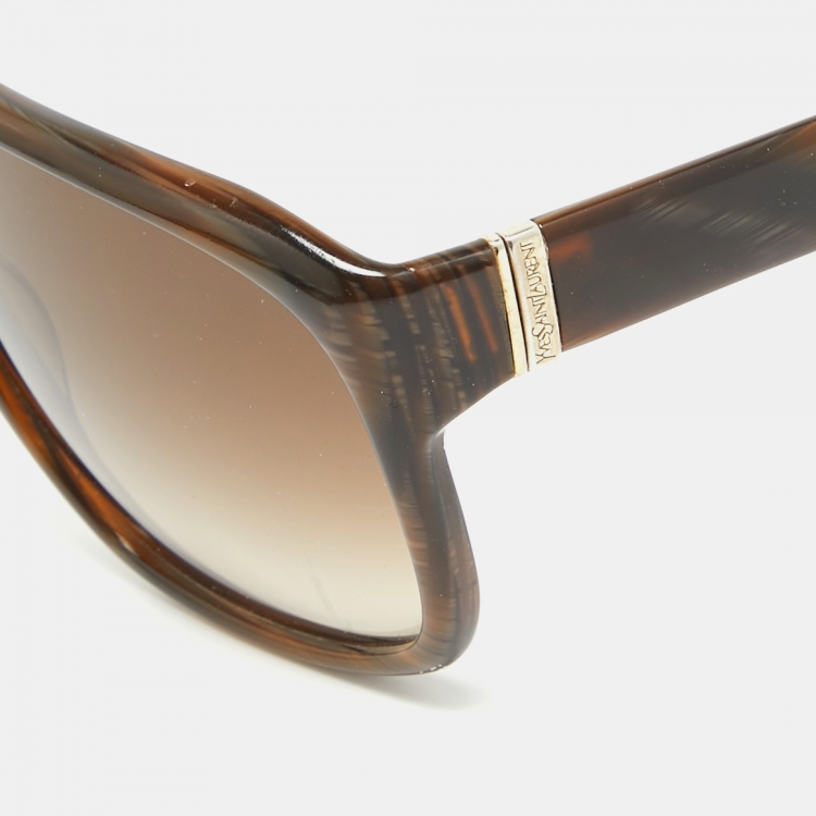 Pre Owned Saint Laurent Brown Gradient 12317/S Aviator Sunglasses