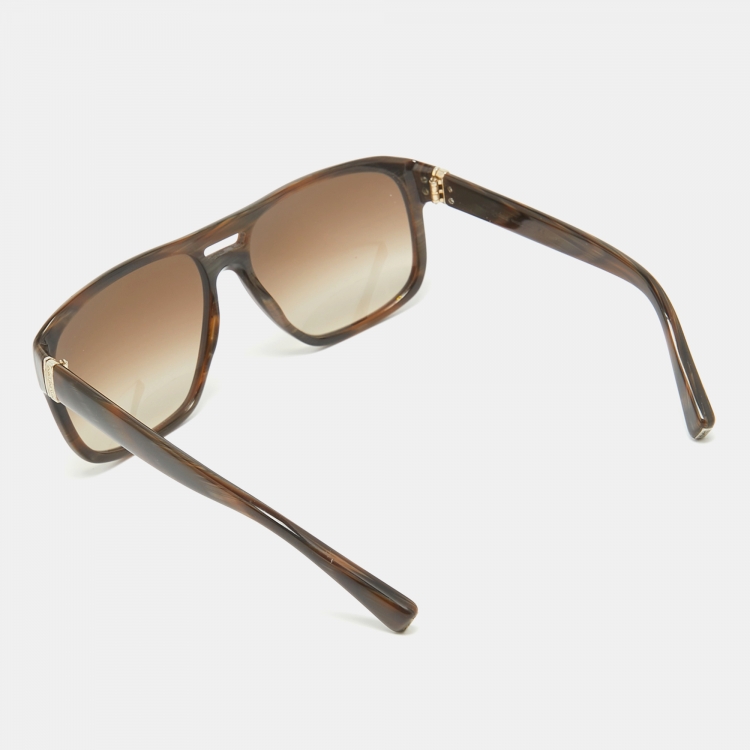 Pre Owned Saint Laurent Brown Gradient 12317/S Aviator Sunglasses
