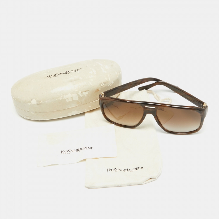 Pre Owned Saint Laurent Brown Gradient 12317/S Aviator Sunglasses