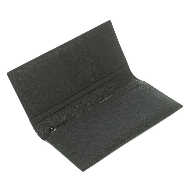 Pre Owned Saint Laurent Paris Dark Grey Grain Leather Continental Wallet