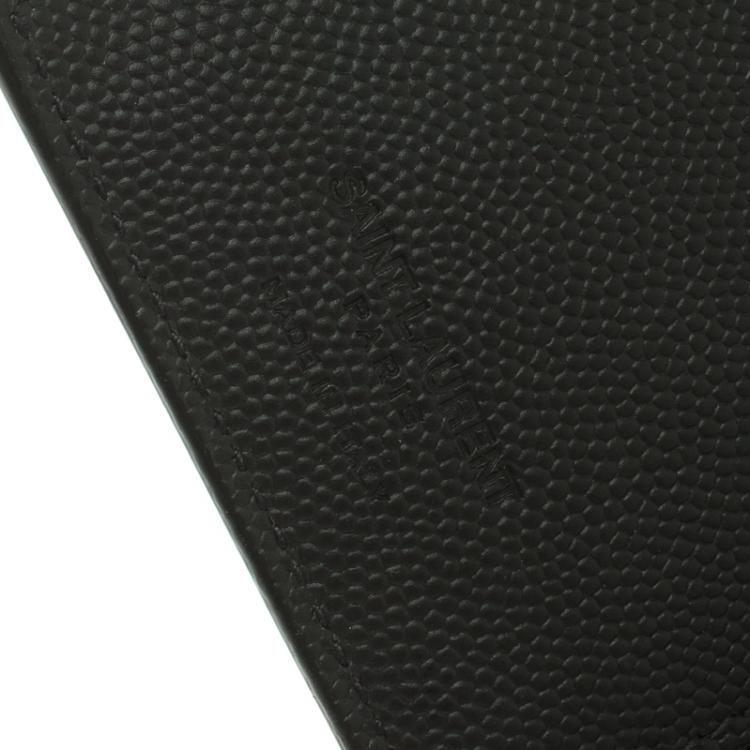 Pre Owned Saint Laurent Paris Dark Grey Grain Leather Continental Wallet