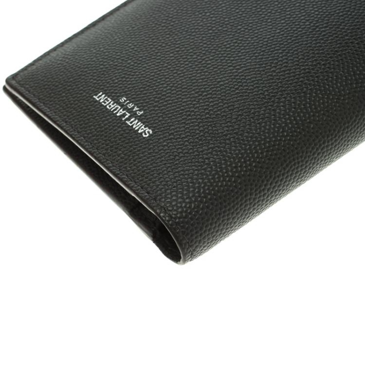 Pre Owned Saint Laurent Paris Dark Grey Grain Leather Continental Wallet