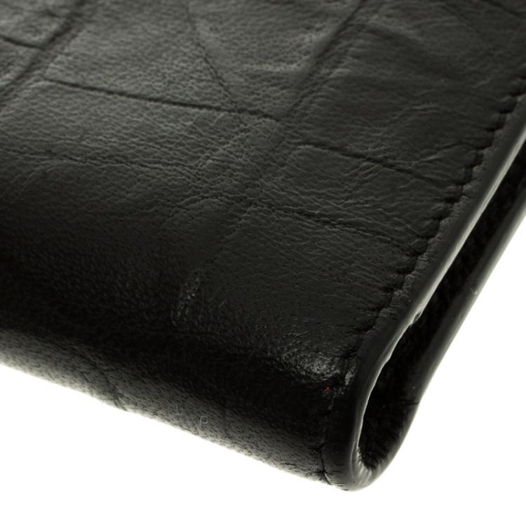 Pre Owned Saint Laurent Black Croc Embossed Leather Bifold Wallet