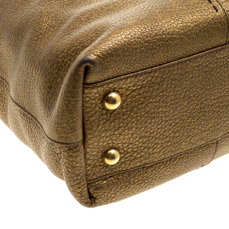 Pre Owned Saint Laurent Bronze Pebbled Leather Tote 