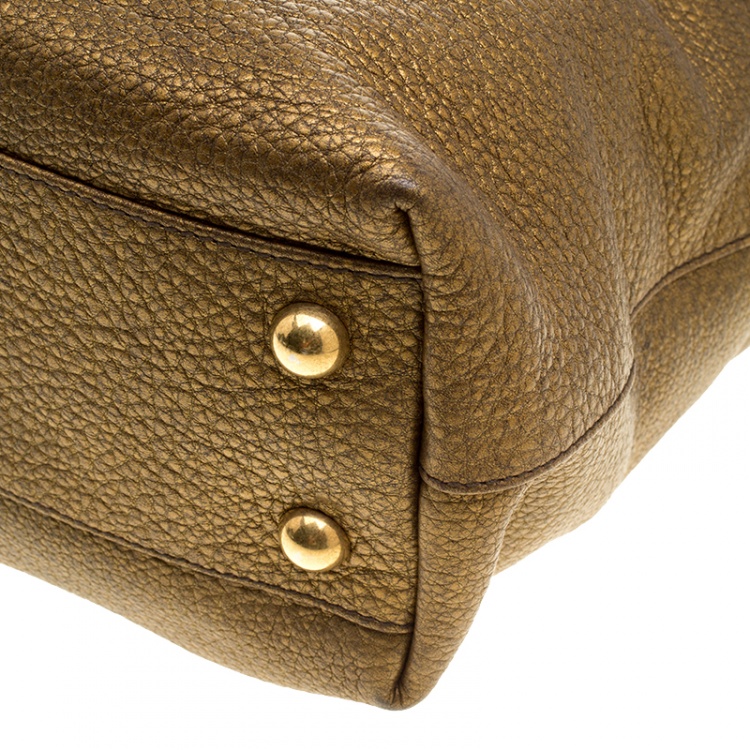 Pre Owned Saint Laurent Bronze Pebbled Leather Tote 