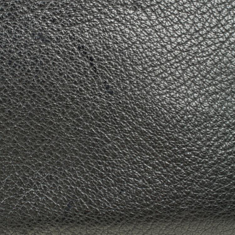 Pre Owned Saint Laurent Paris Silver Metallic Leather Bifold Wallet