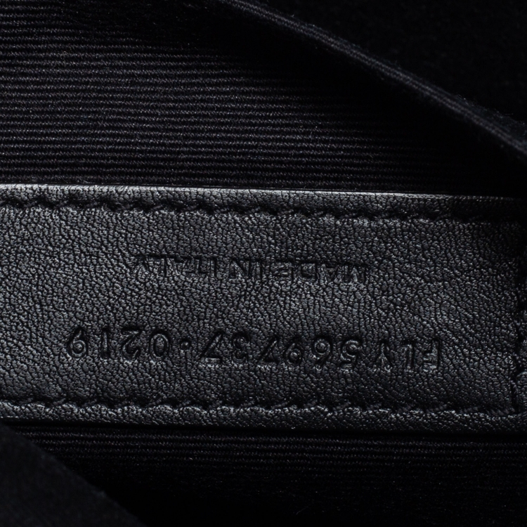 Pre Owned Saint Laurent Black Leather Cassandre Belt Bag
