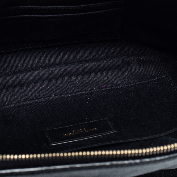Pre Owned Saint Laurent Black Leather Cassandre Belt Bag