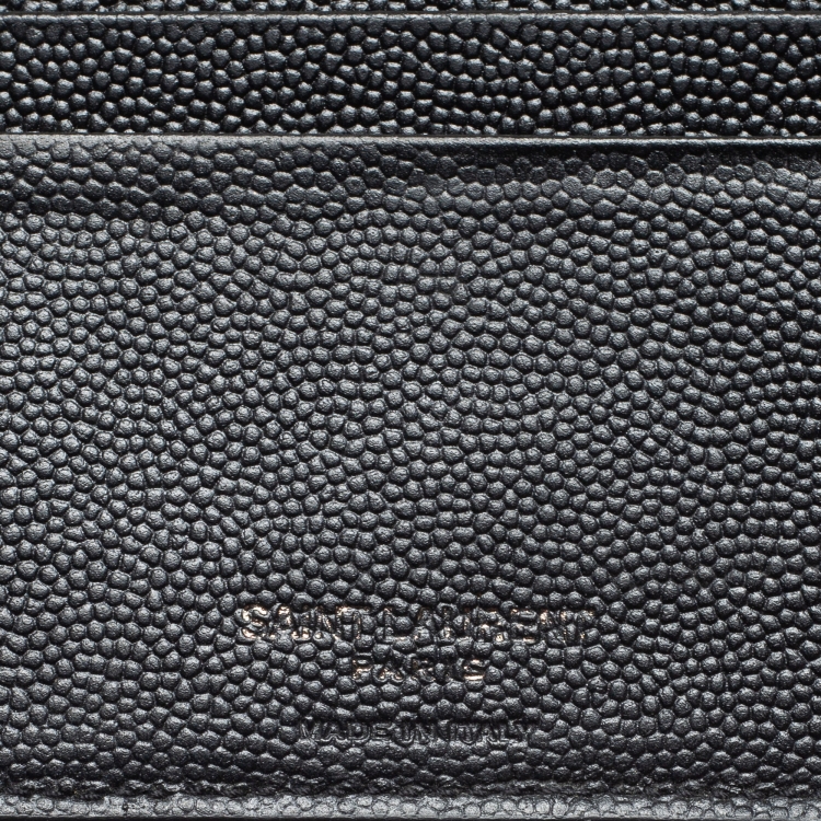 Pre Owned Saint Laurent Black Grained Leather Monogram Bifold Wallet