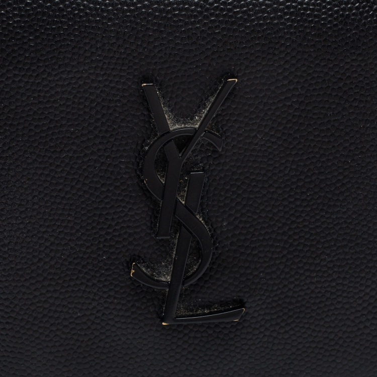 Pre Owned Saint Laurent Black Grained Leather Monogram Bifold Wallet