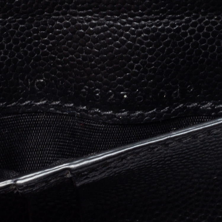 Pre Owned Saint Laurent Black Grained Leather Monogram Bifold Wallet