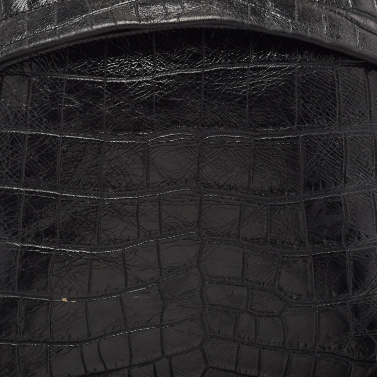 Pre Owned Saint Laurent Black Croc Embossed Leather City Backpack