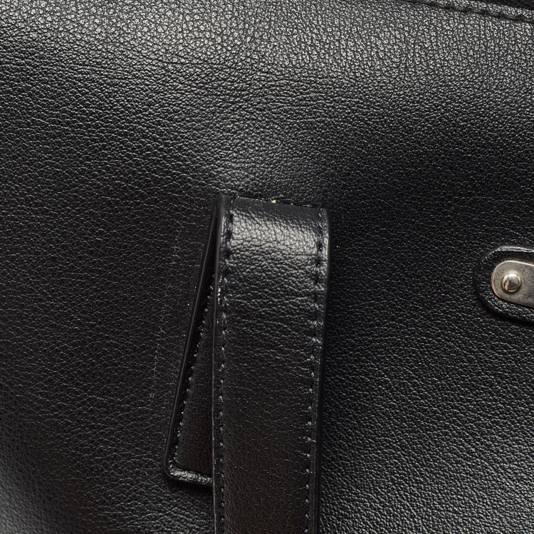 Pre Owned Saint Laurent Black Leather Front Pocket Briefcase Bag