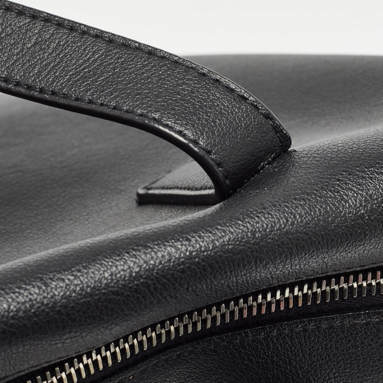 Pre Owned Saint Laurent Black Leather Front Pocket Briefcase Bag