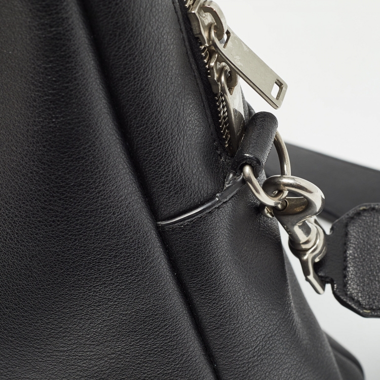 Pre Owned Saint Laurent Black Leather Front Pocket Briefcase Bag