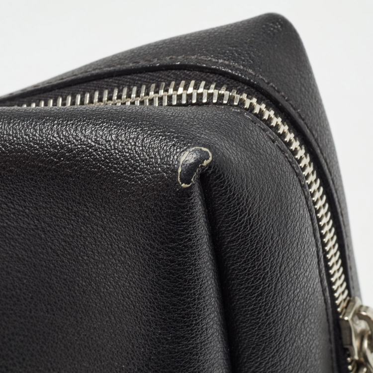 Pre Owned Saint Laurent Black Leather Front Pocket Briefcase Bag