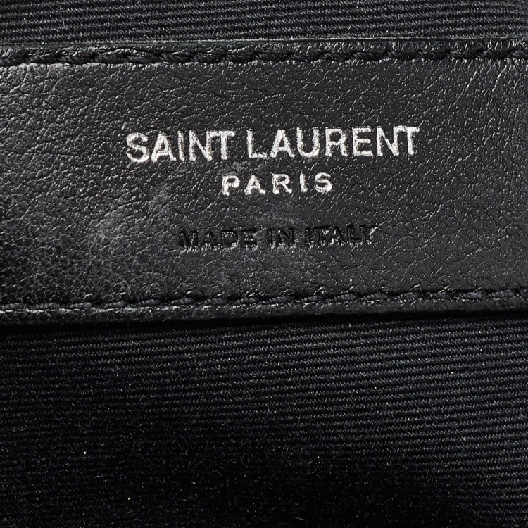 Pre Owned Saint Laurent Black Leather Front Pocket Briefcase Bag