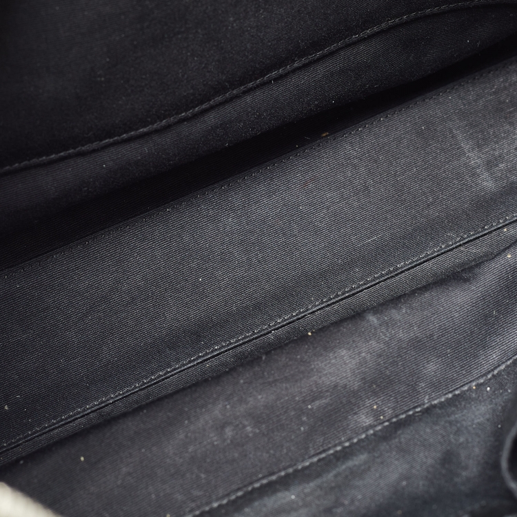 Pre Owned Saint Laurent Black Leather Front Pocket Briefcase Bag