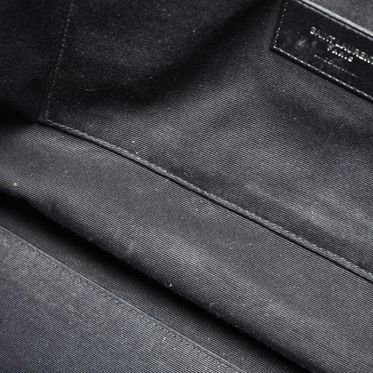 Pre Owned Saint Laurent Black Leather Front Pocket Briefcase Bag