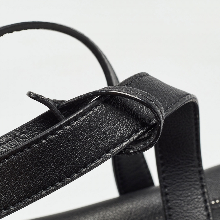Pre Owned Saint Laurent Black Leather Front Pocket Briefcase Bag