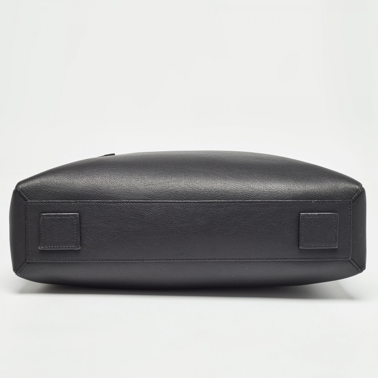 Pre Owned Saint Laurent Black Leather Front Pocket Briefcase Bag