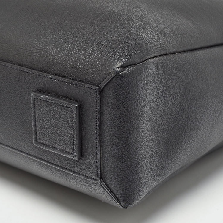 Pre Owned Saint Laurent Black Leather Front Pocket Briefcase Bag