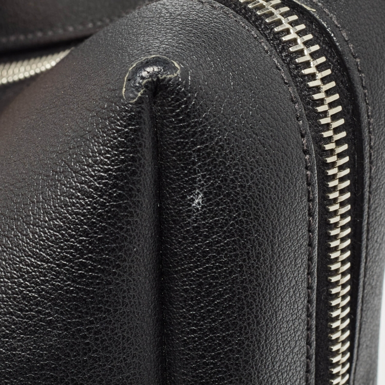 Pre Owned Saint Laurent Black Leather Front Pocket Briefcase Bag
