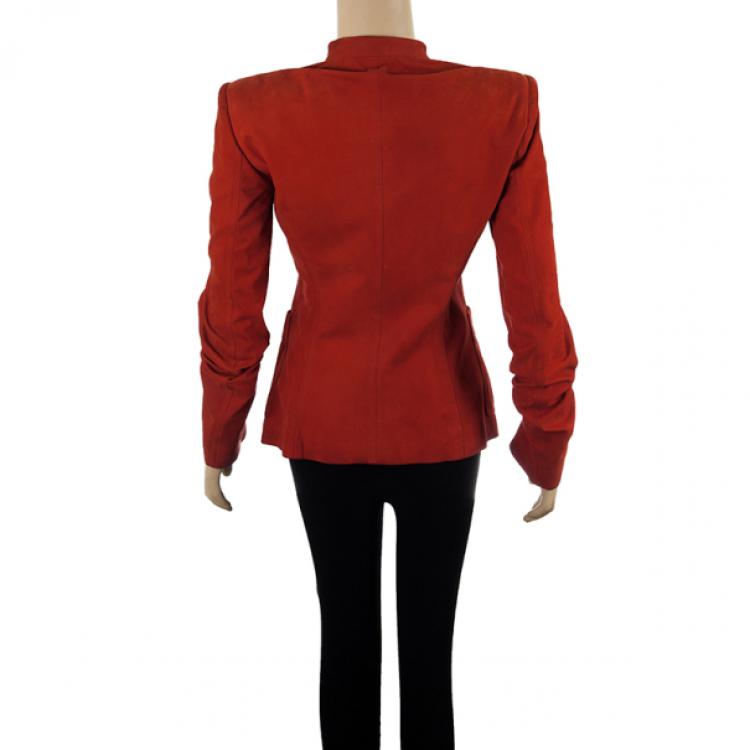 مملوكة مسبقًا Saint Laurent Paris Silk Suede Ruffle Jacket M