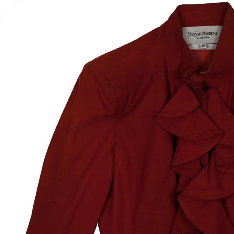 مملوكة مسبقًا Saint Laurent Paris Silk Suede Ruffle Jacket M