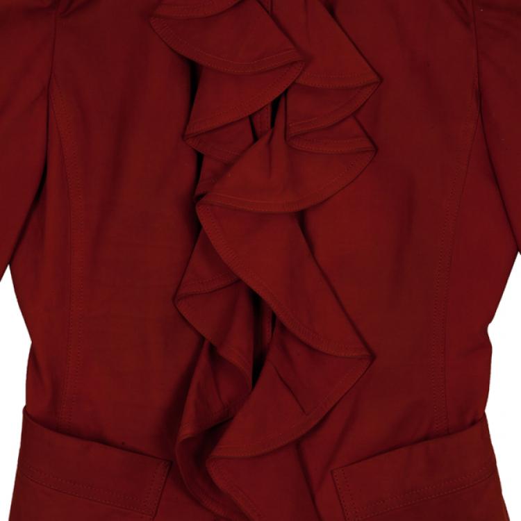 مملوكة مسبقًا Saint Laurent Paris Silk Suede Ruffle Jacket M