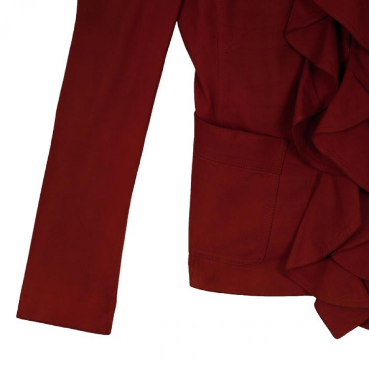 مملوكة مسبقًا Saint Laurent Paris Silk Suede Ruffle Jacket M