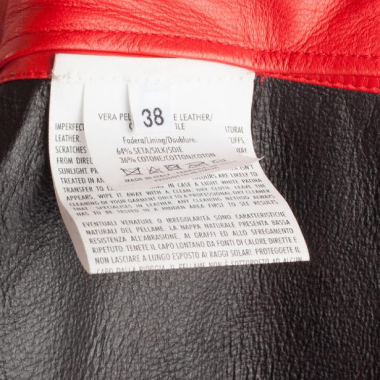 Pre Owned Yves Saint Laurent Red Leather Blazer Jacket M