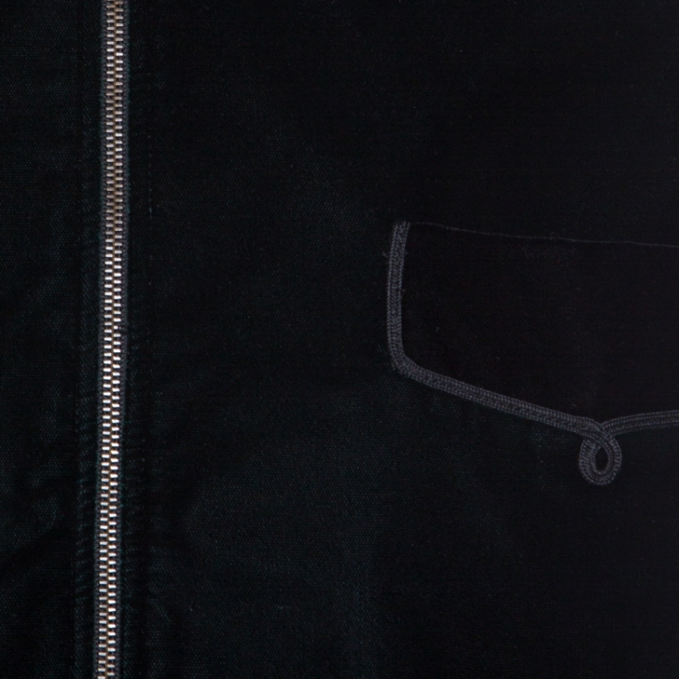 Pre Owned Saint Laurent Paris Green & Black Velvet Western Detail Bomber Jacket M
