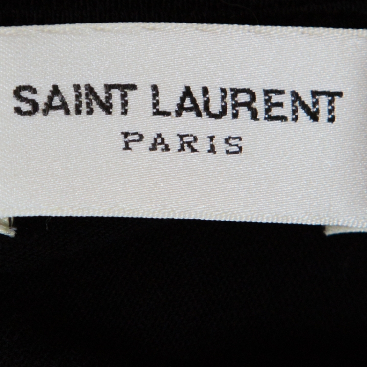 Pre Owned Saint Laurent Paris Black Cotton Eiffel Tower Printed T-Shirt M