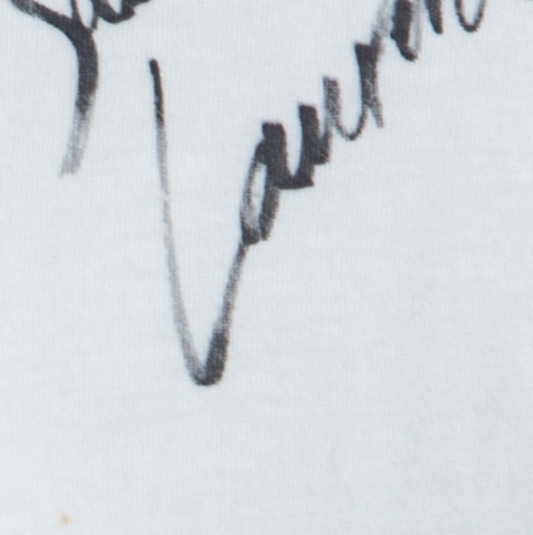 Pre Owned Saint Laurent Cream Cotton Signature Print T-Shirt L