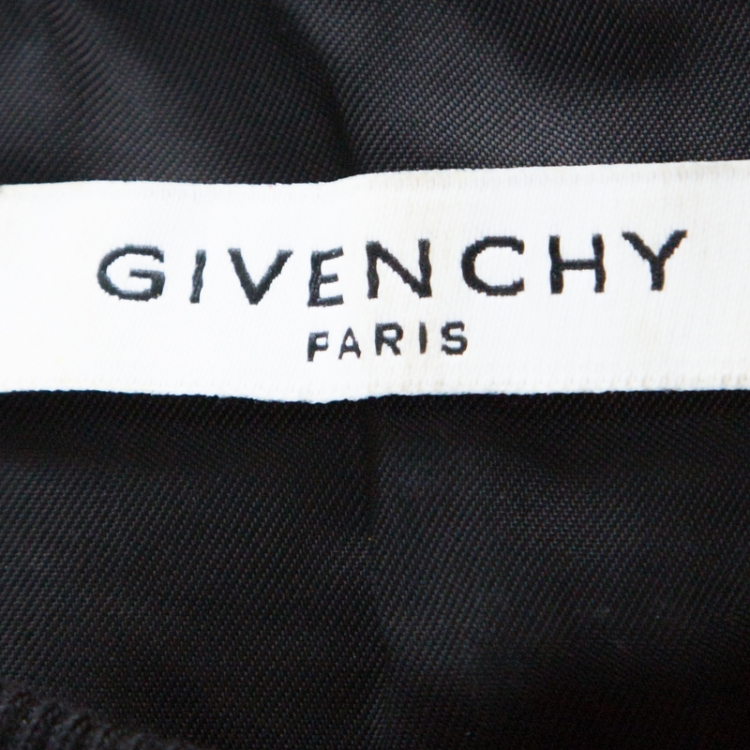 مملوكة مسبقًا Givenchy Black Star Embroidered Leather Crew Neck T-Shirt M 