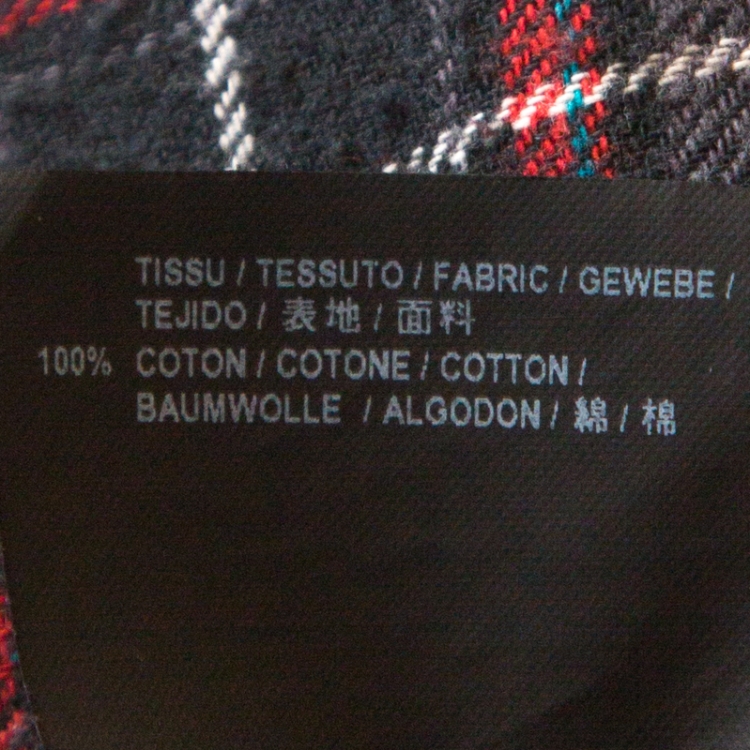 Pre Owned Saint Laurent Paris Multicolor Checked Cotton Frayed Hem Detail Shirt L