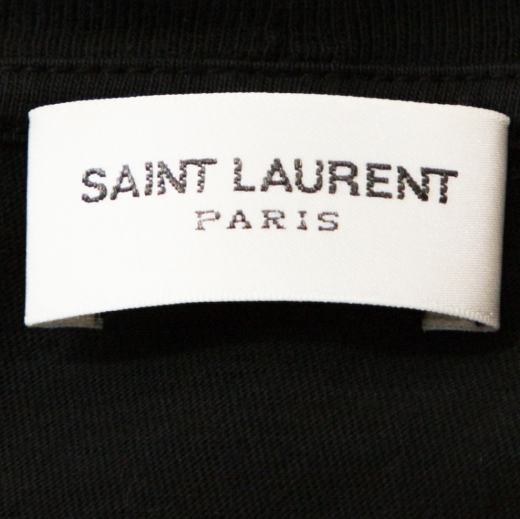 Pre Owned Saint Laurent Paris Black Blood Luster Print Cotton T-Shirt L