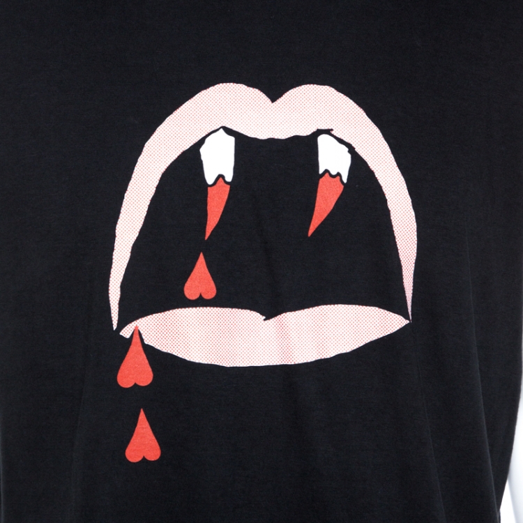 Pre Owned Saint Laurent Paris Black Blood Luster Print Cotton T-Shirt L
