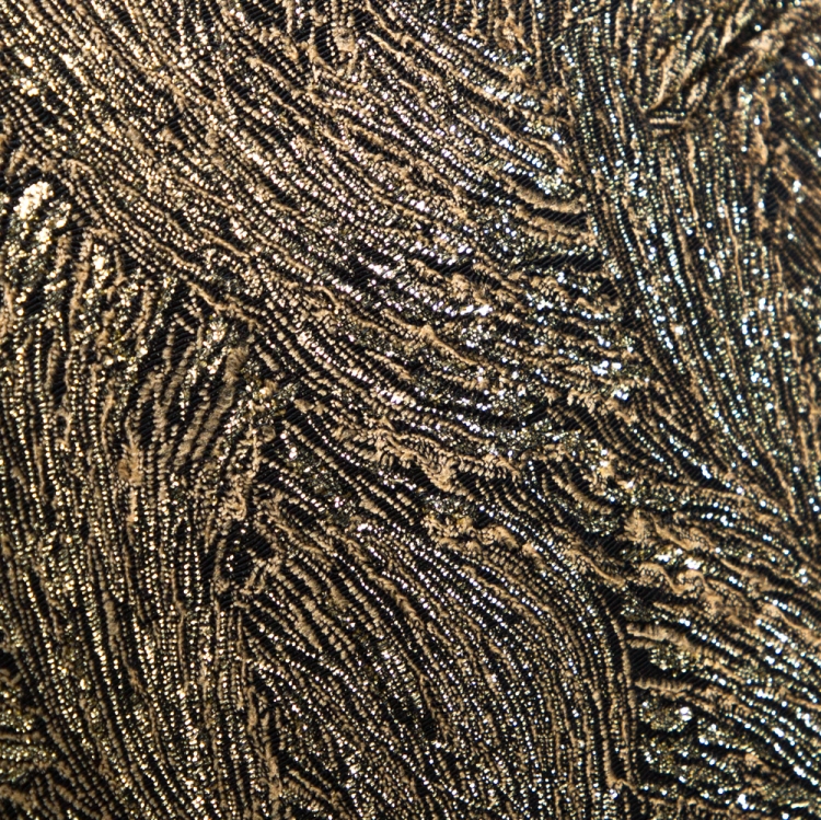 Pre Owned Saint Laurent Paris Gold Lurex Jacquard Shawl Lapel Jacket M