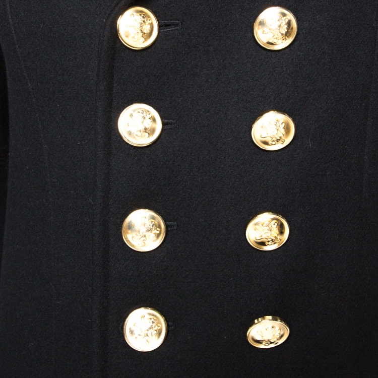 Pre Owned Saint Laurent Paris Black Wool Double Breasted Coat M