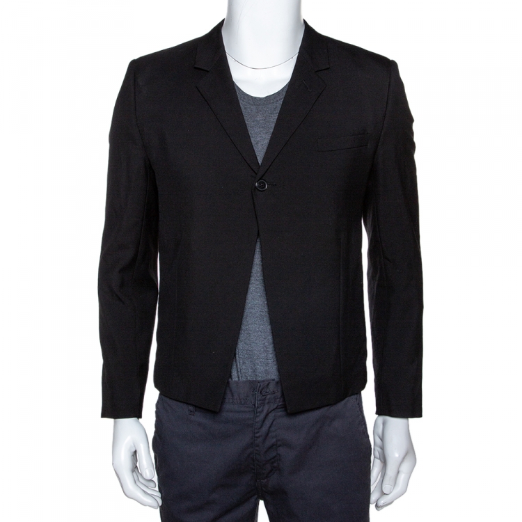 Pre Owned Saint Laurent Black Wool Chain Trim Blazer XL
