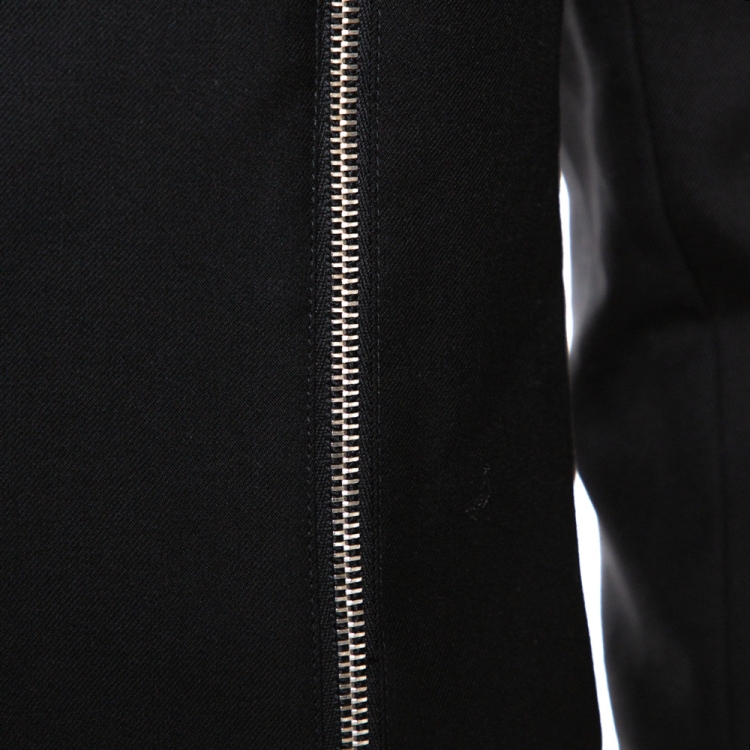 Pre Owned Saint Laurent Paris Black Wool Zip Detail Short Jacket L
